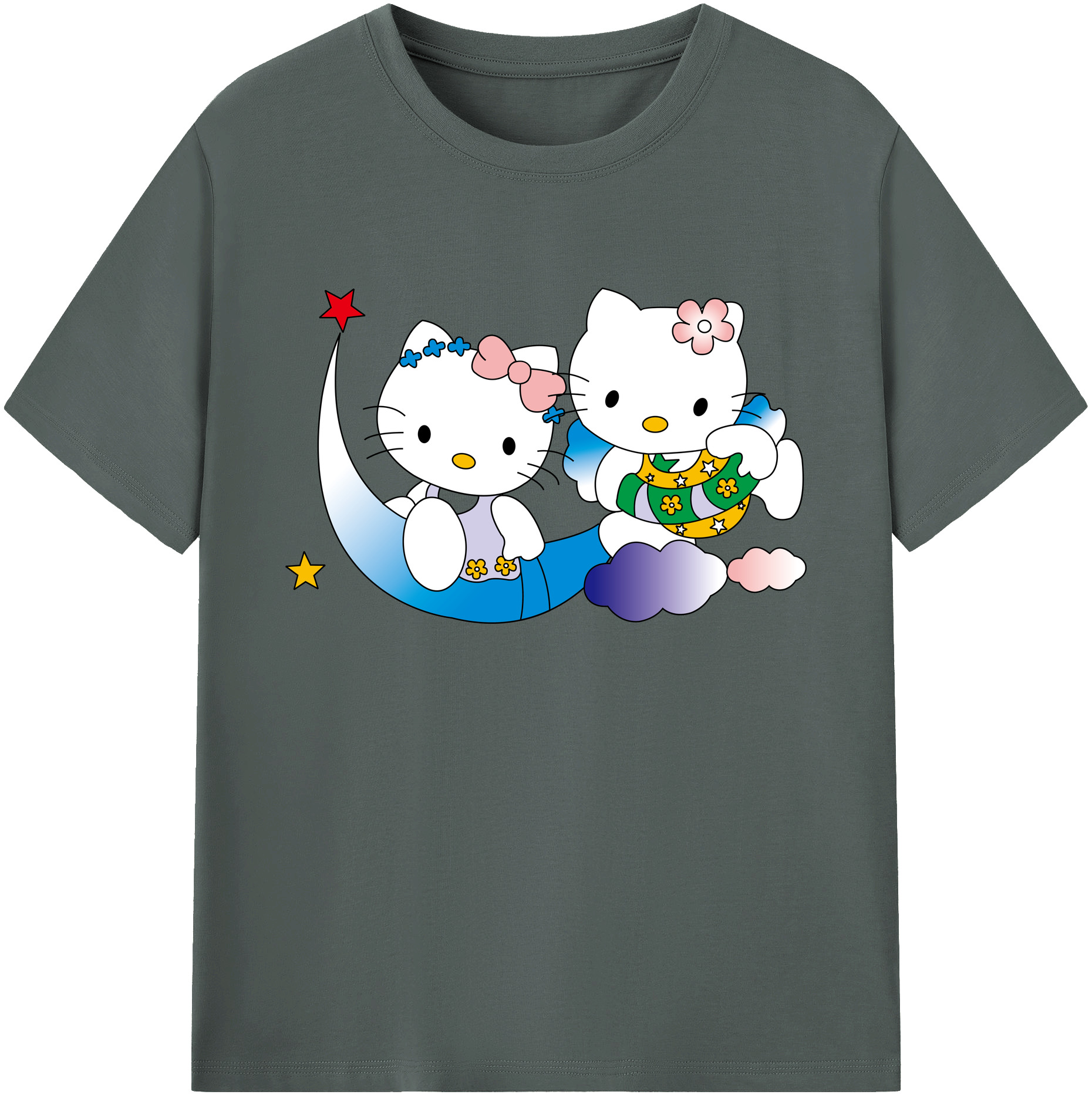 （画像用） Hello Kitty ハローキティ 綿100％ メンズ半袖Tシャツ｜肌触りやわらか＆通気性